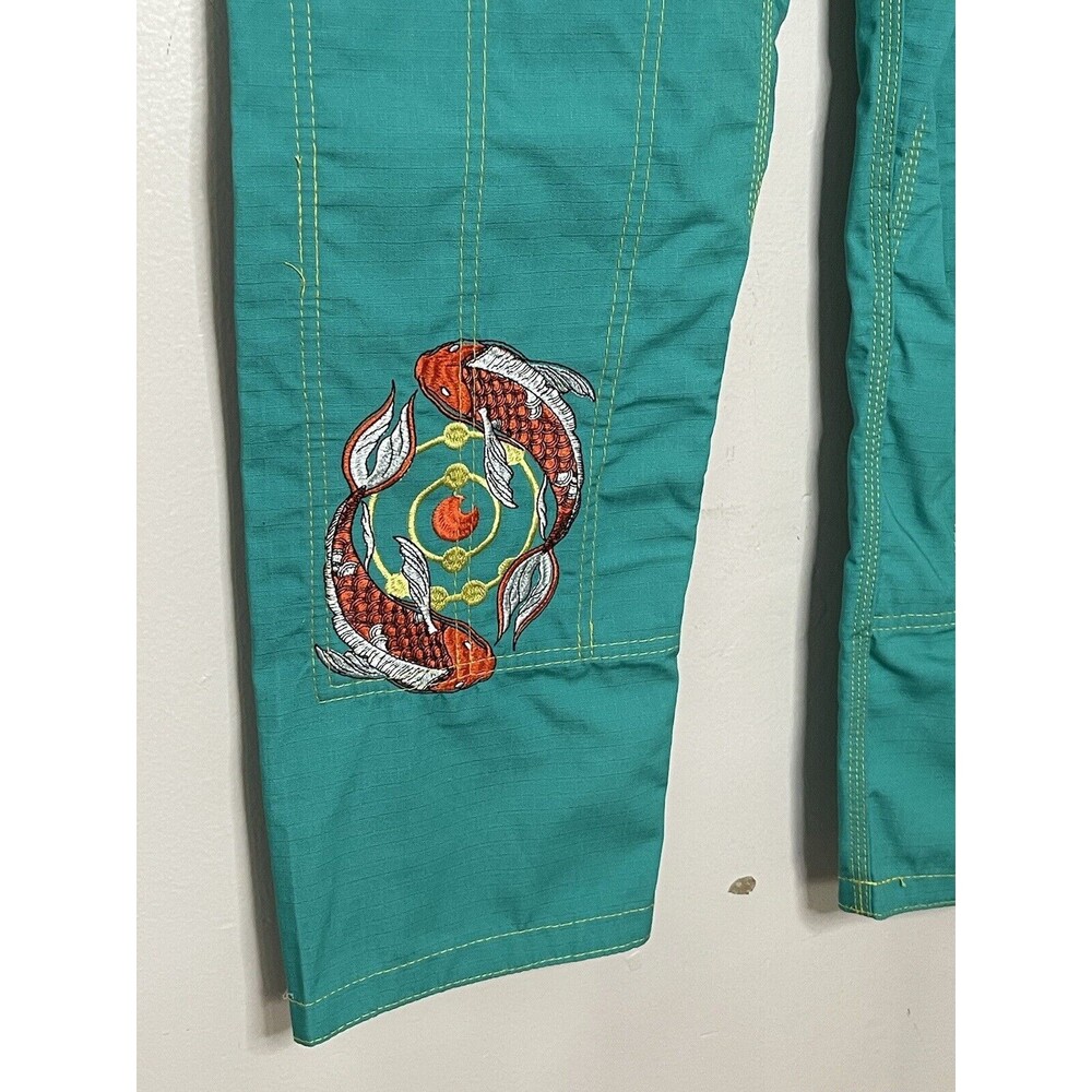 Fluory Stay Active Pink Marital arts Pants One Size Koi Fish Teal Cotton Blend - Picture 3 of 7